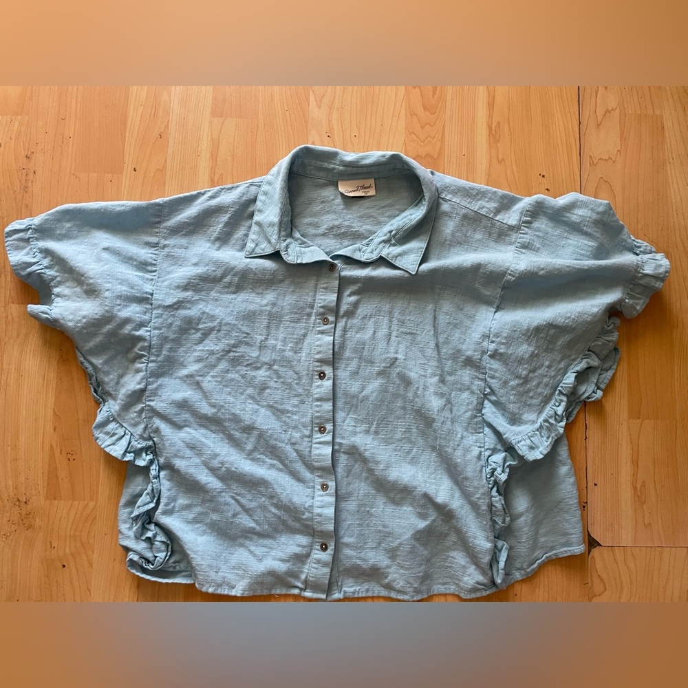 Universal Thread Light Blue Button Down Ruffle Sl… - image 2
